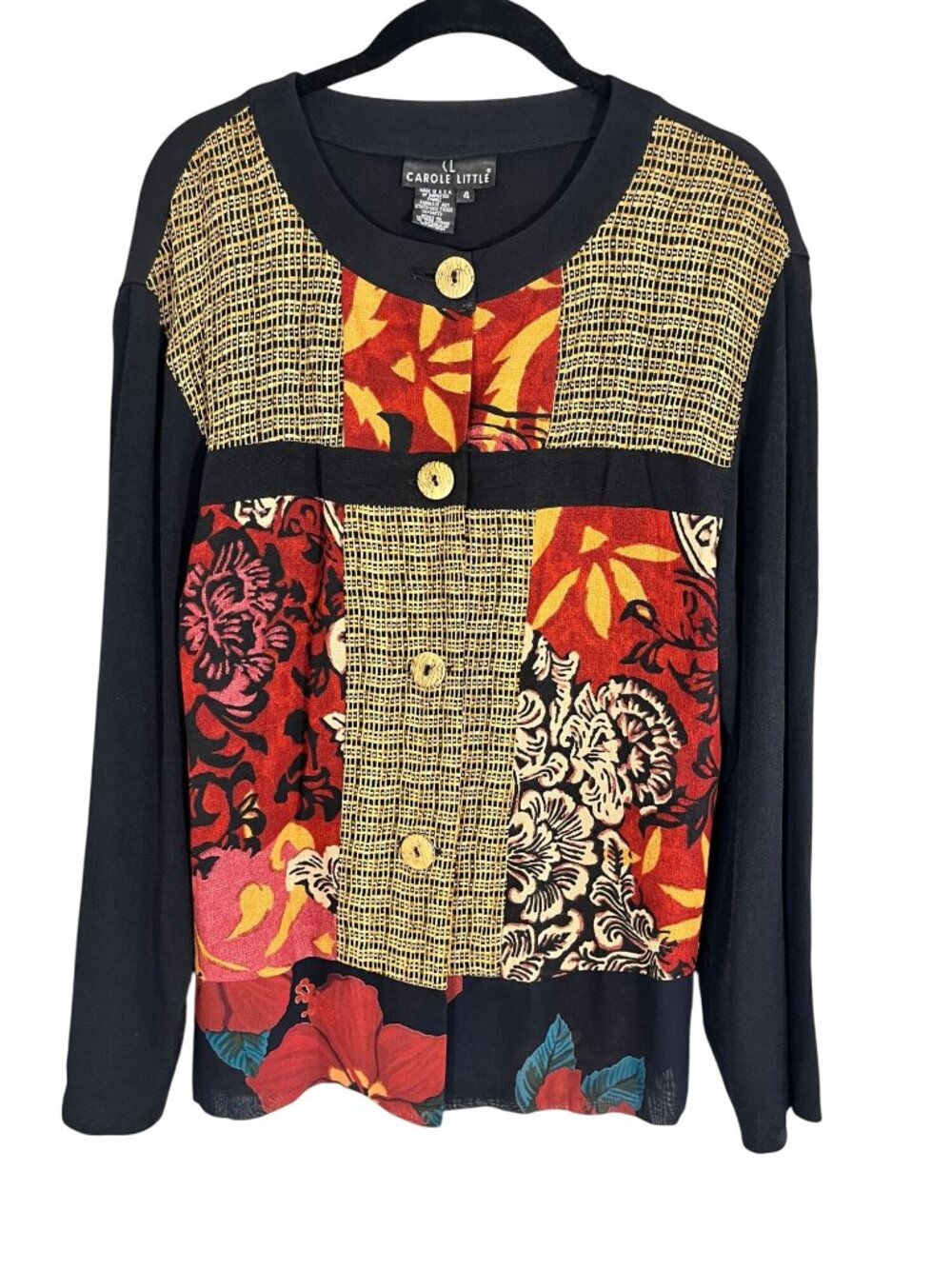 Vintage Colorful Floral Patchwork Top 4 Eclectic Artsy Boho Indie Festival 80s